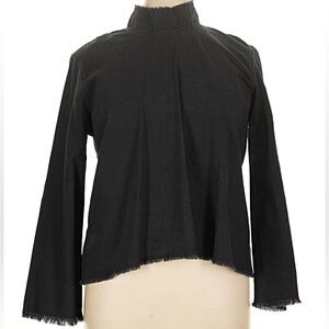 GAP Frayed Hem Black Long Sleeve Denim Top - Size L - EUC